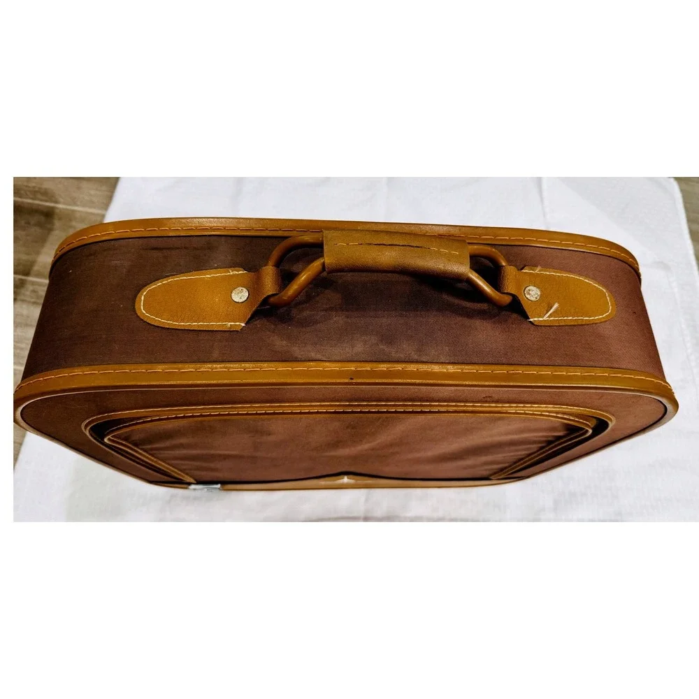Vintage Flite-Line Carry On Suitcase Luggage Brown Tan 21